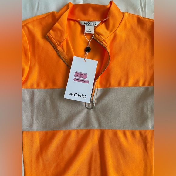 ASOS Monki Zip Neck Color Block Top - Picture 2 of 3